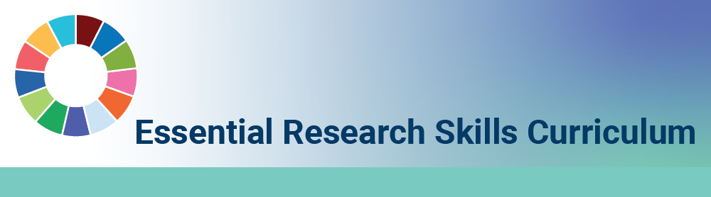 Essential Research Skills Curriculum, text on a banner. - Training Centre