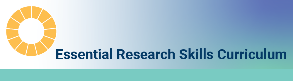 Essential Research Skills Curriculum, text on a banner. - TGHN