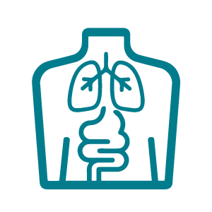 A teal and white icon representing non-communicable diseases.