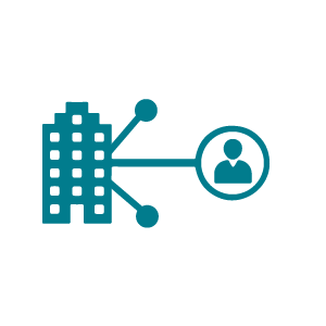 A teal and white icon representing workforce development.