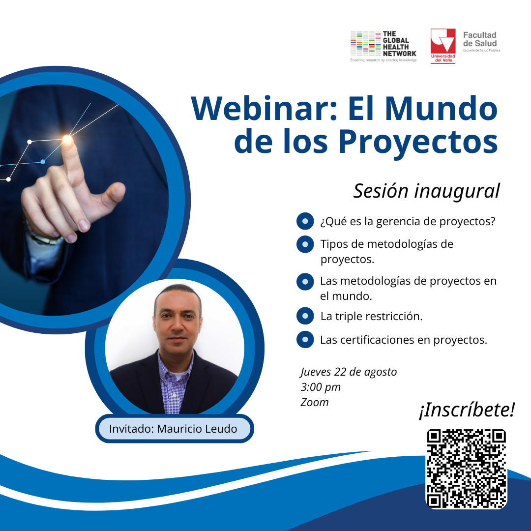 Pieza gráfica versión inagural webinar El mundo de los proyectos