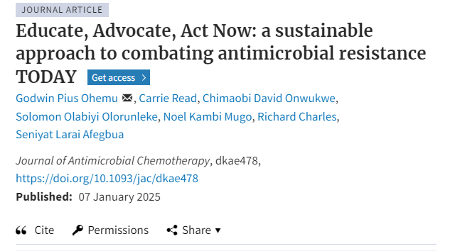 Educate, Advocate, Act Now: a sustainable approach to combating antimicrobial resistance TODAY