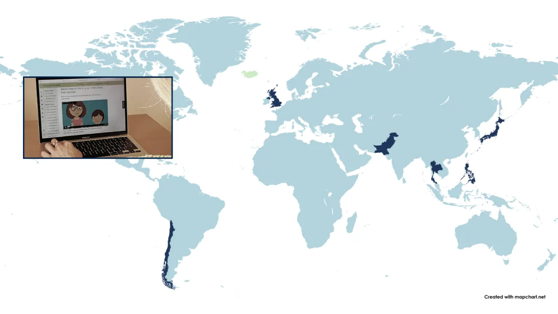 Map showing countries involved in the global collaboration on child anxiety treatment