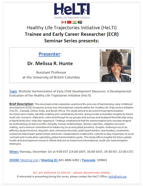 HeLTI ECR Seminar Flyer 2025.12.01 Dr. Melissa Hunte