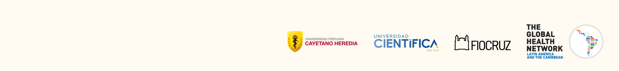 Logos UPCH, UCSUR, Fiocruz y TGHN LAC