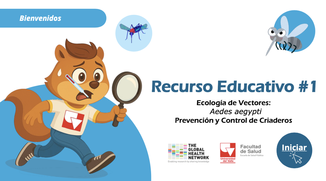 Recurso educativo sobre la ecolog&iacute;a de vectores, desarrollado por el equipo de 
The Global Health Network e INNOVA (Facultad de Salud, Universidad del Valle).