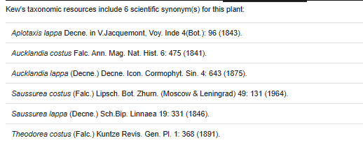 Example MPNS synonym list