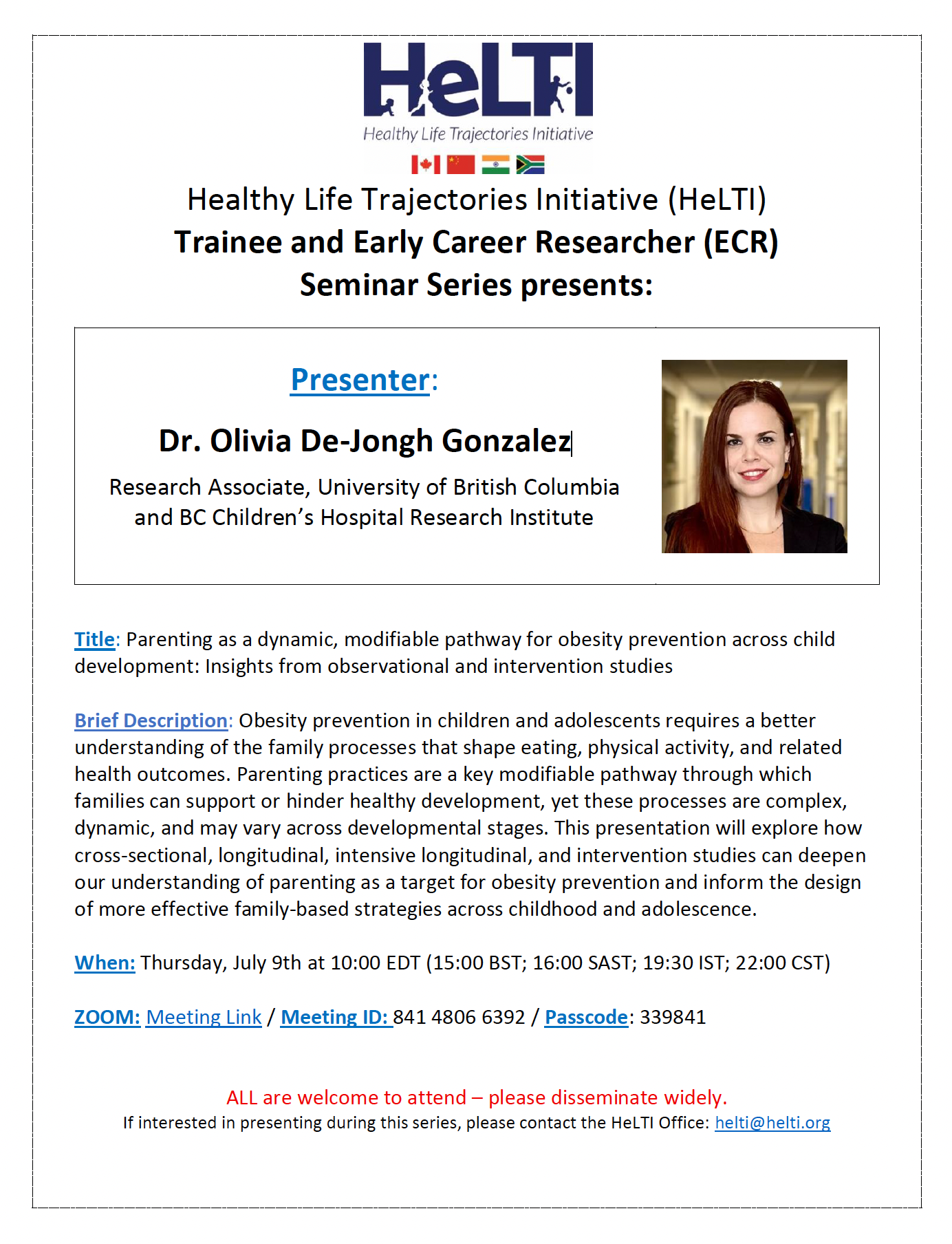 Dr. Olivia De-Jongh Gonzalez