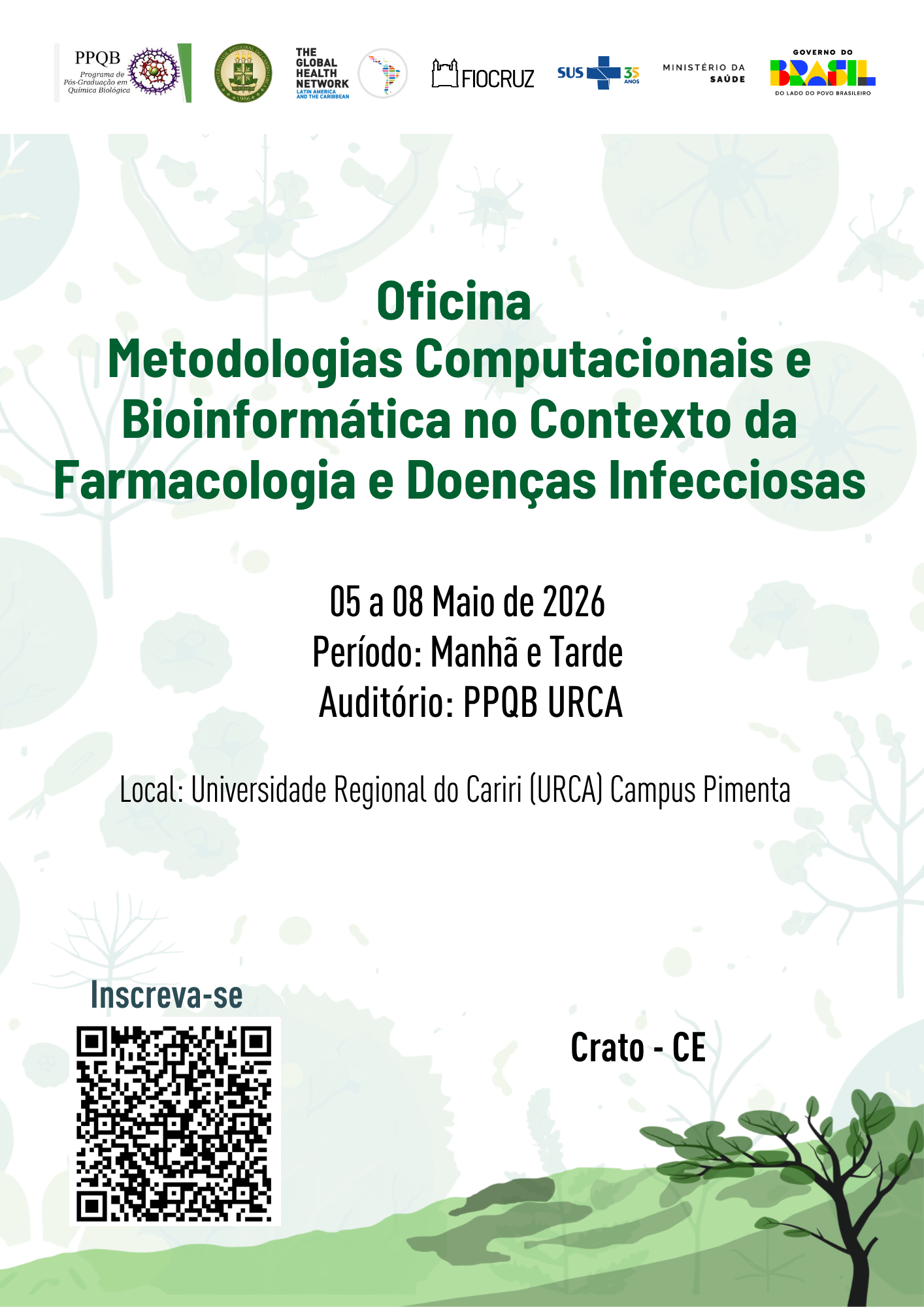 Card do evento. No topo, logos das institui&ccedil;&otilde;es envolvidas. Em letras verde escuro, 