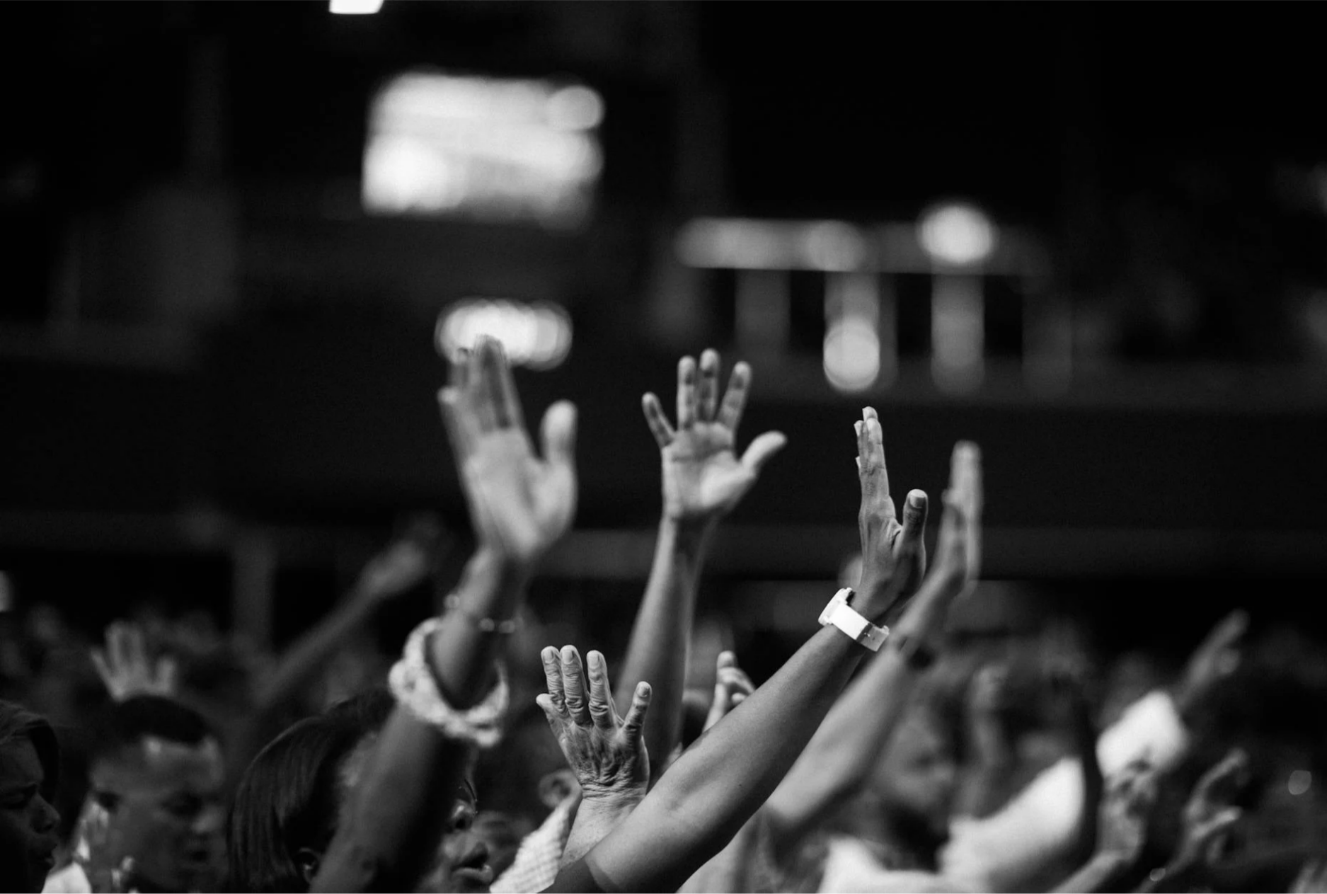 Crowd or people with hands up