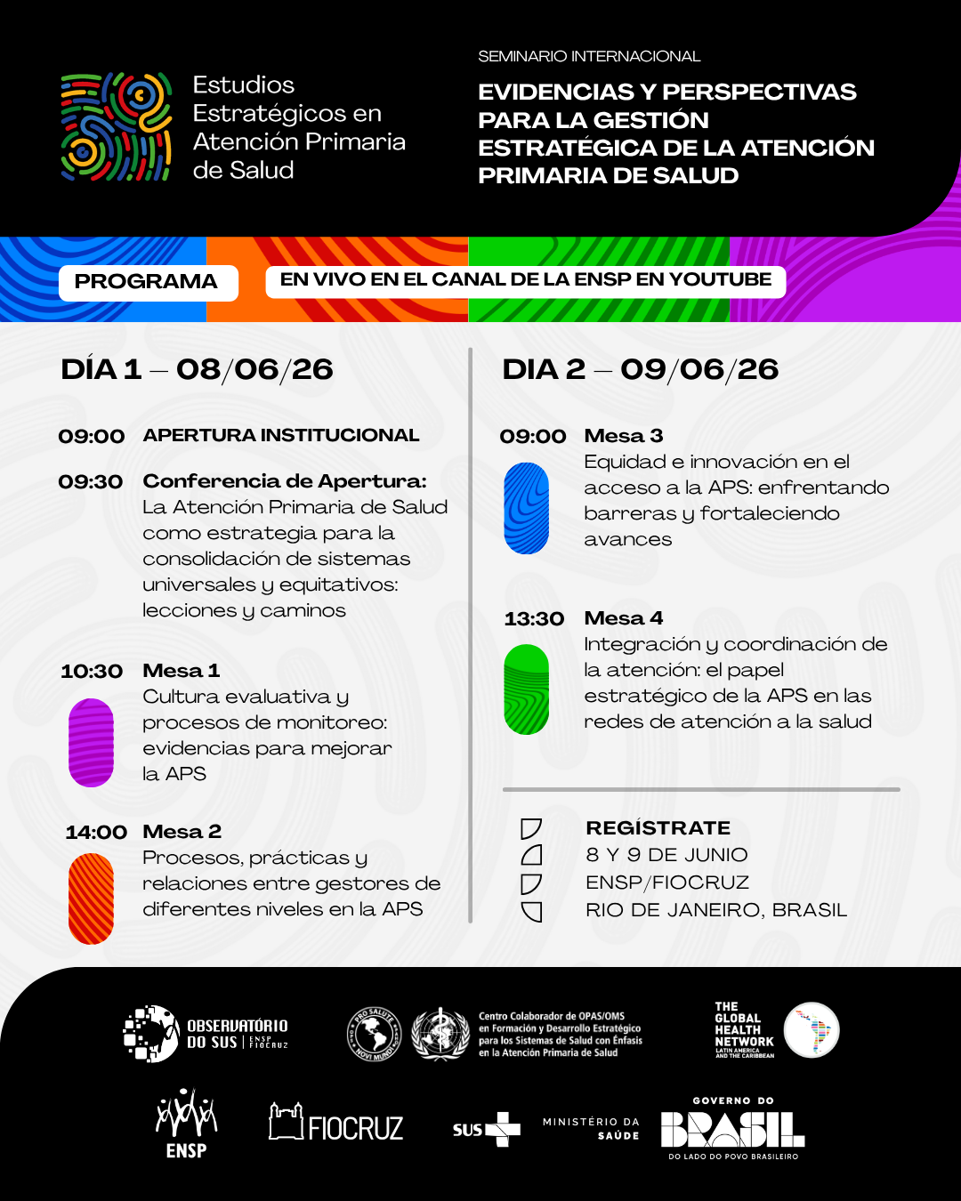 Resumo da programação do Seminário Internacional ‘Evidências e Perspectivas para a Gestão Estratégica da Atenção Primária à Saúde’ 2026