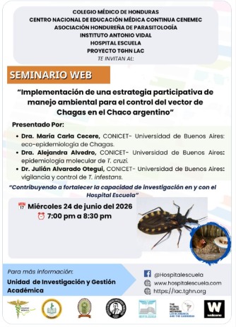 Afiche del webinario Estrategia participativa en Chagas