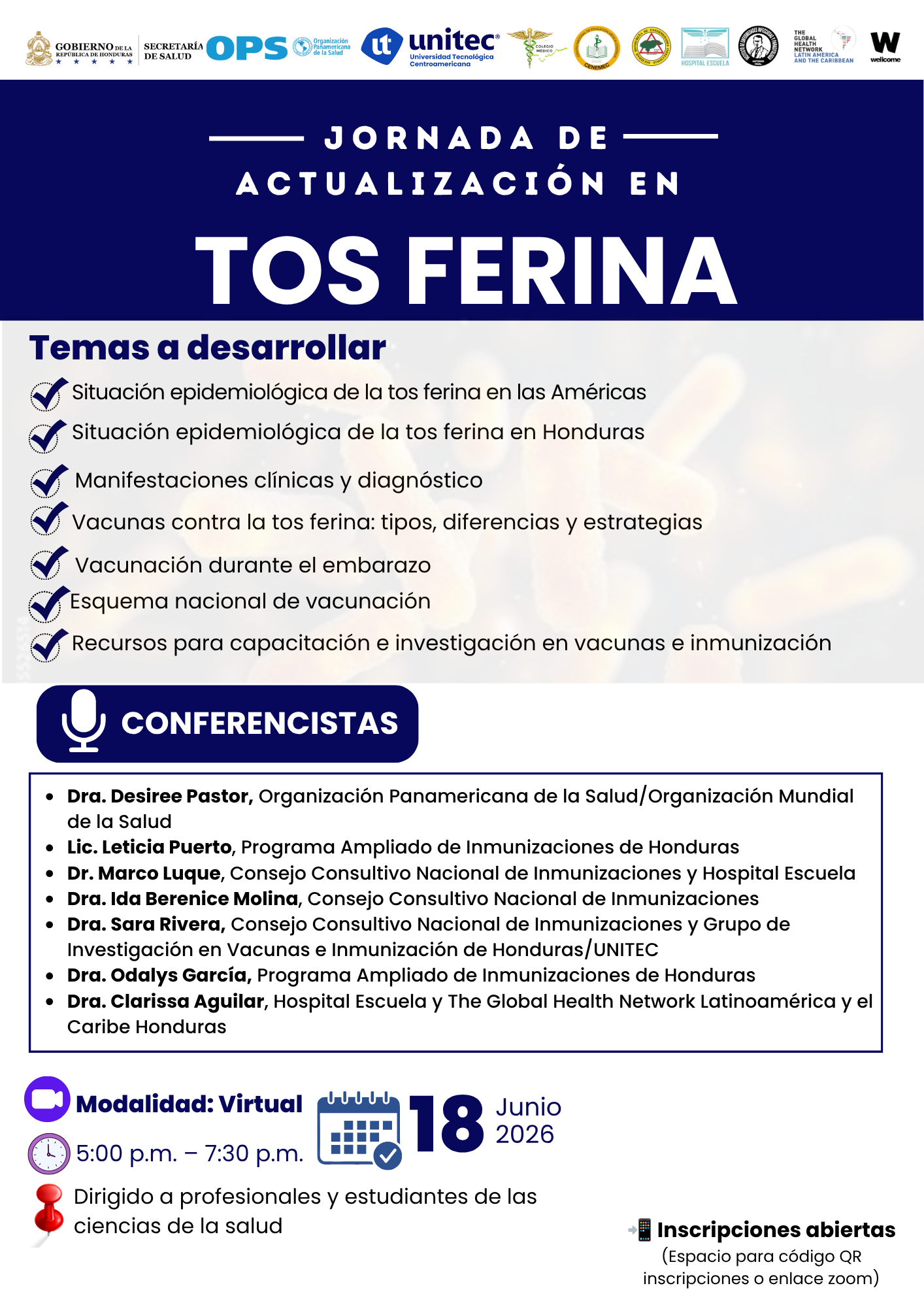 Afiche Jornada de Actualizaci&oacute;n en Tos Ferina