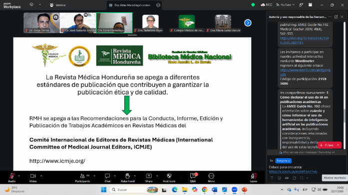 Participantes del seminario web organizado con el Colegio M&eacute;dico de Honduras