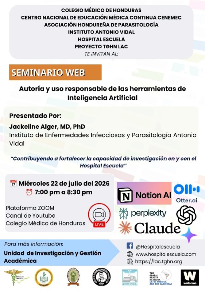 Afiche del seminario web sobre autor&iacute;a y uso responsable de las herramientas de inteligencia artificial