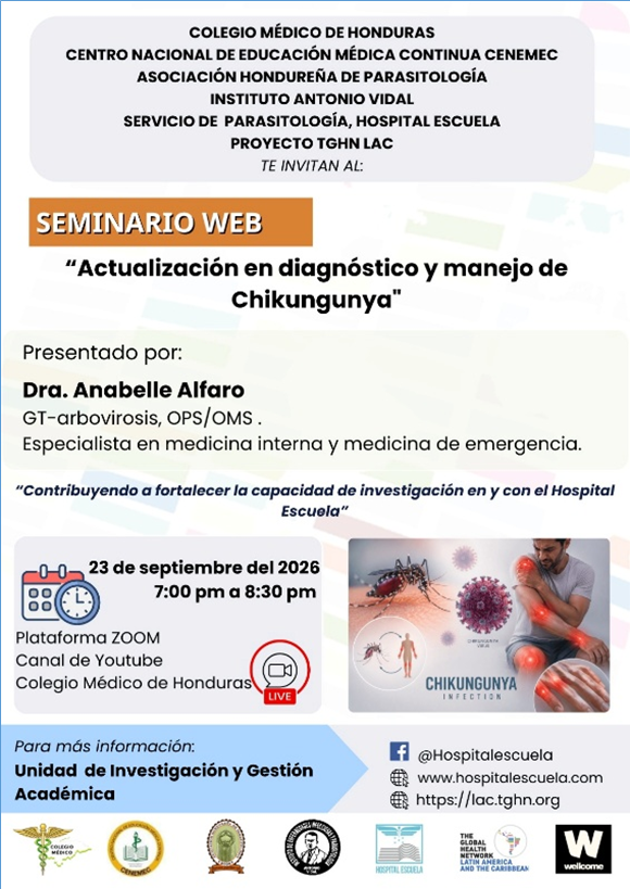 Afiche del Seminario Web: Actualizaci&oacute;n en diagn&oacute;stico y manejo de Chikungunya